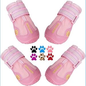 QUMY Dog Shoes for Large / Medium Dog Boots & Paw Protectors Pink Color Size 1
